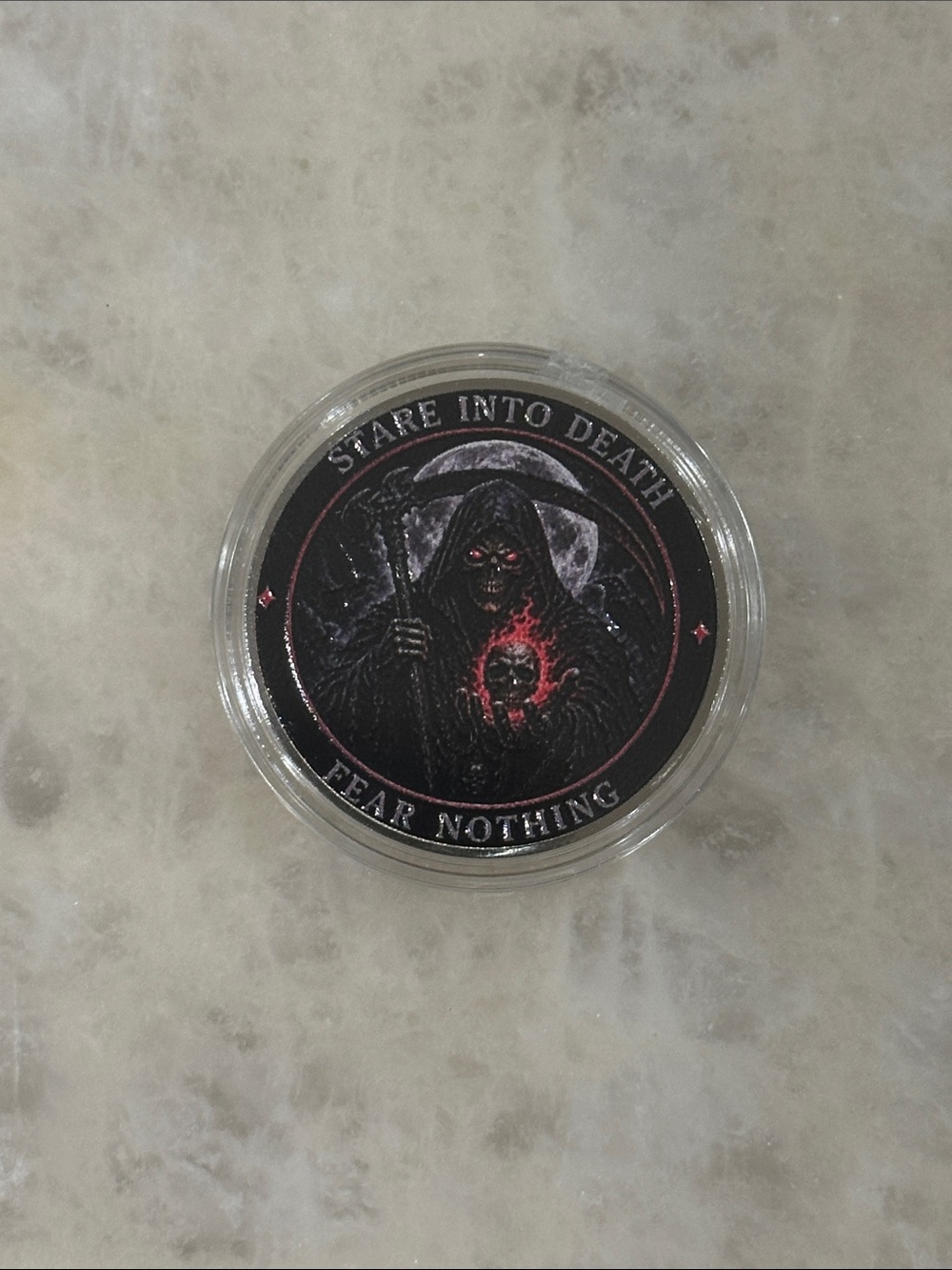 Dark Reaper Decorative Coin - Black and Red Home Accent
